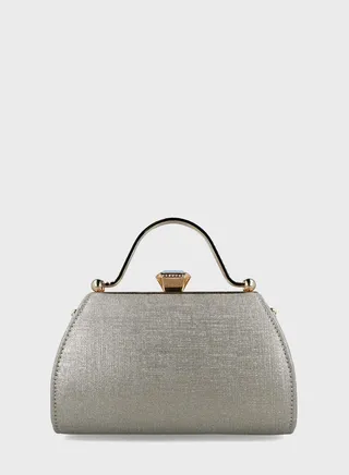 Magnet Lock Clutch Bag With Handle