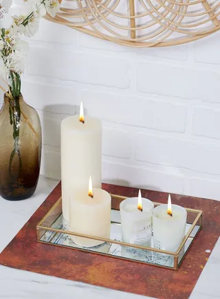 Mirrored Glass And Metal Tray - Heron Design
