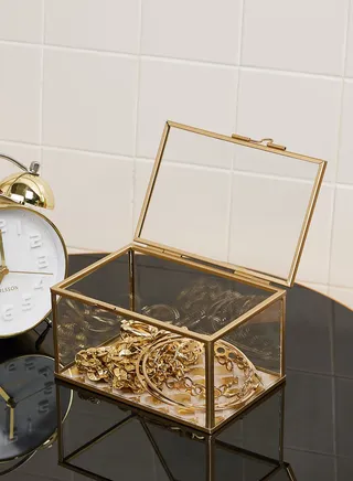 8Cm Jewellery Box With Fan Design Pink & Gold