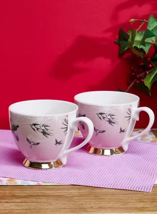 Footed Mug Magnolia Sunset - Pink/Gold - Amended