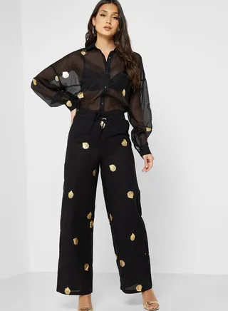 Printed High Waist Pants