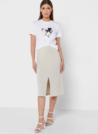 Front Split Midi Skirt