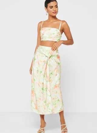 Floral Print Midi Skirt
