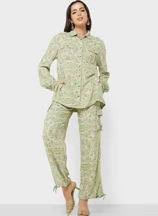 Pocket Detail High Waist Pants