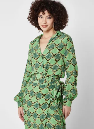 Puff Sleeve Wide Leg Shirt