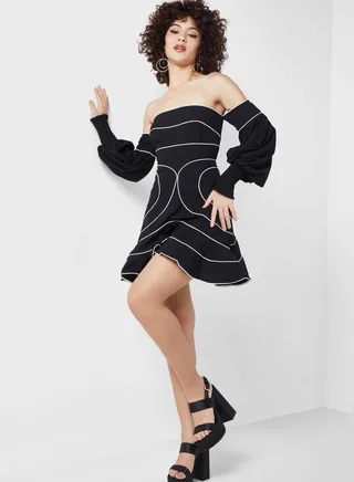 Bardot Cut Out Detail Dress