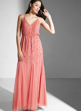 V-Neck Embellished Dress
