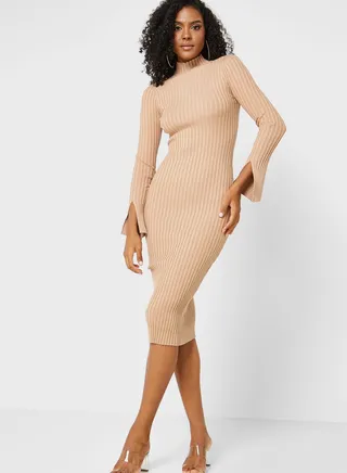High Neck Knitted Dress