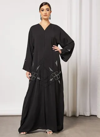Abaya Dress Embellished With Beads Handwork