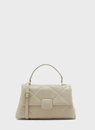 Quilted Square Buckle Satchel Bag