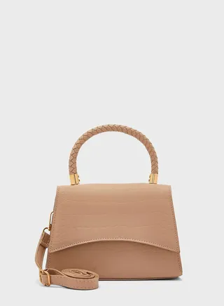 Weaved Handle Satchel Bag