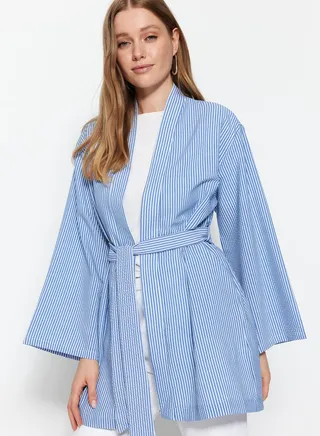 Striped Belted Kimono
