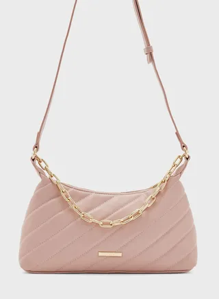 Top Handle Chain Detail Satchel