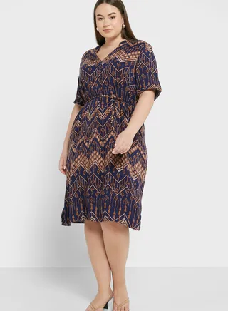 V-Neck Printed Dress