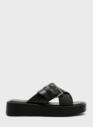 Cross Strap Wedge Slippers