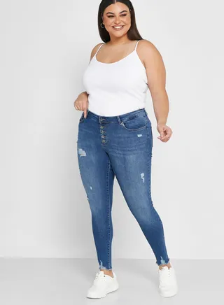 High Waist Distressed Jeans