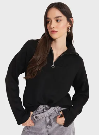Zip Detail Knitted Sweater