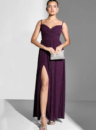 Strappy A-Line Dress With Slit