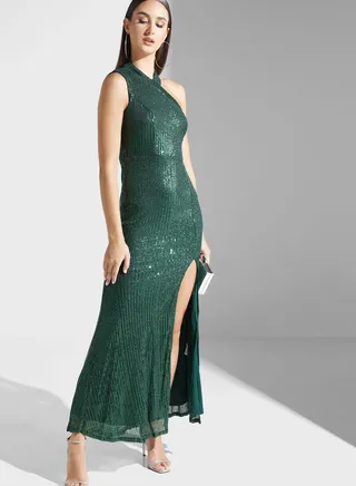 Shimmer Dress With Slit
