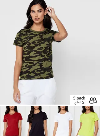 5 Pack Essential Round Neck T-Shirt
