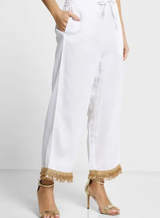 Embroidered High Waist Pants