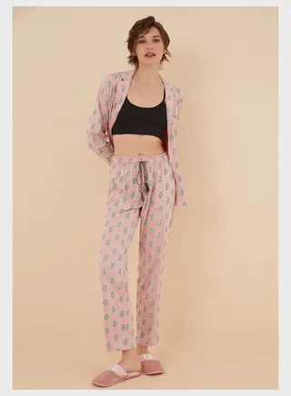 Button Down Pyjama Shirt And Pants Set