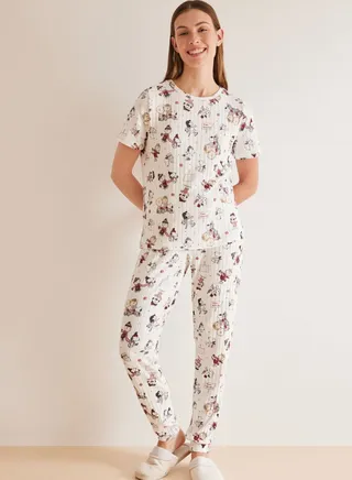Crew Neck Pyjama T-Shirt And Pants