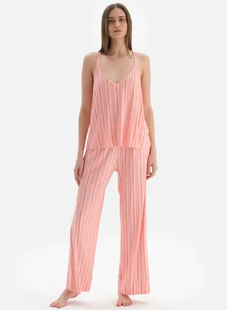 Stripe Detail Top And Pyjama Pants