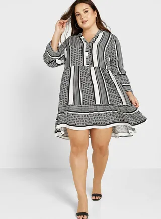 Ruffle Detail Printed Tunic