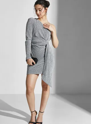 One Shoulder Front Twist Dress