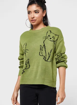 Cat Intarsia Sweater
