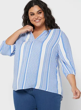 Printed V-Neck Top