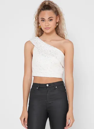 One Shoulder Jacquard Top
