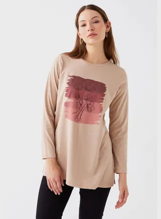 Round Neck Graphic Tunic