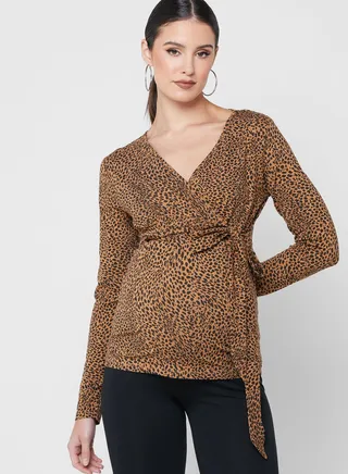 Printed Tie Detail Top