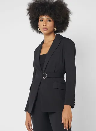 Classic Blazer With Belt Detail