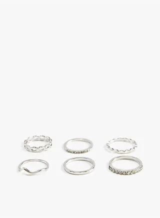 Ring Set 6 Pack Metal Thin Textured