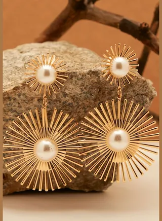 Gold Plated Pearls Drop Earring
