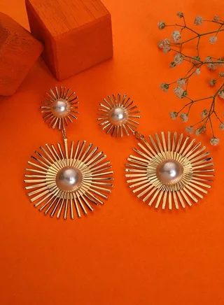 Gold Plated Pearls Drop Earring