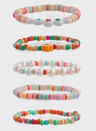 5 Pack Happy Beaded Bracelet