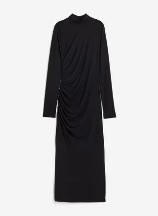 Turtle Neck Side Slit Dress