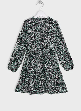 Kids Floral Print Midi Dress