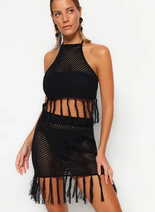 Halter Neck Crop Top & Skirt Set