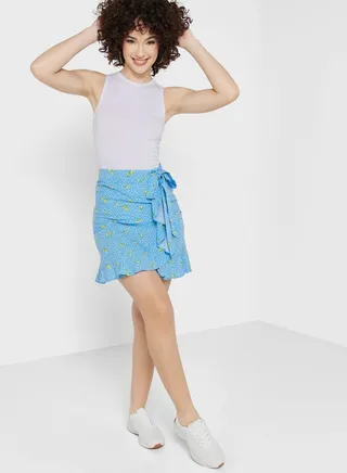 Printed Ruffle Skirt