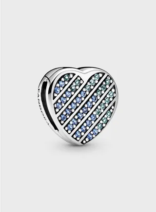 Blue PavÃ© Heart Clip Charm