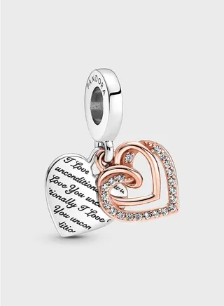 Entwined Hearts Double Dangle Charm