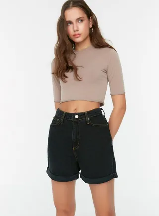 Roll Hem Denim Shorts