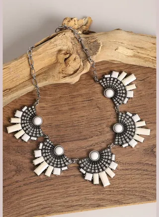Silver Plated Designer Stone Party Necklace For Women