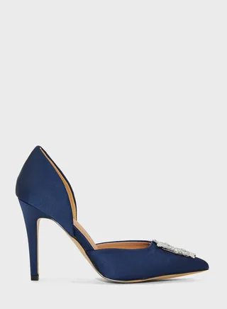 Diamante Buckle Sling Pointed Pumps