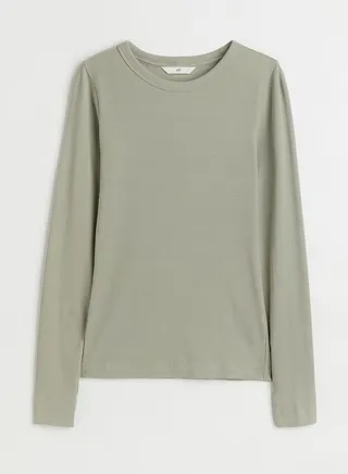 Ribbed Crew Neck Sweatshirt